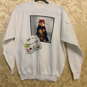 Hanes 1998 White Graphic Crewneck Sweater